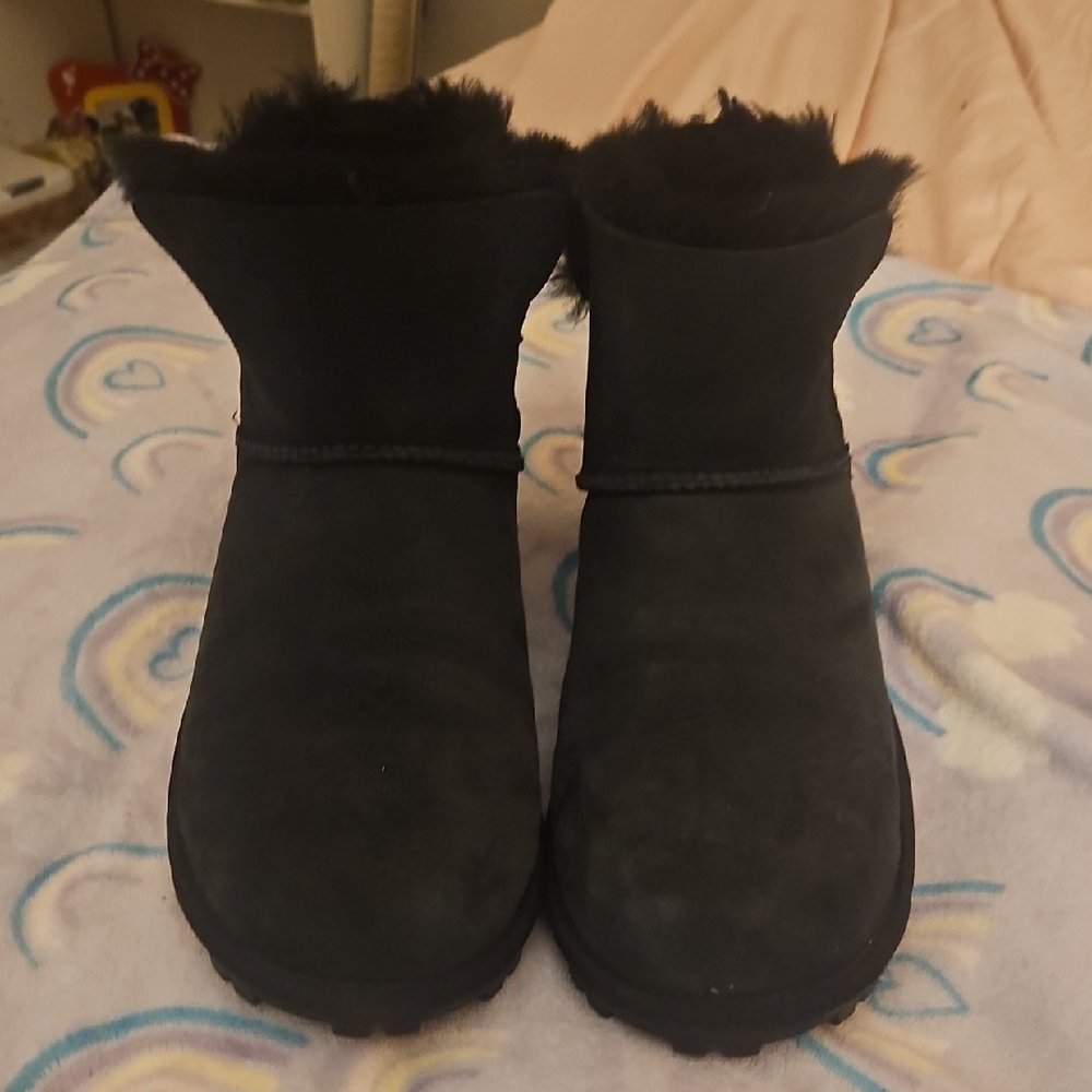 Black Sheepskin Ankle Boots